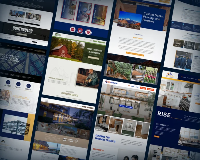 Examples of custom contractor websites designed by Marketing 360 for construction, roofing, and home service companies