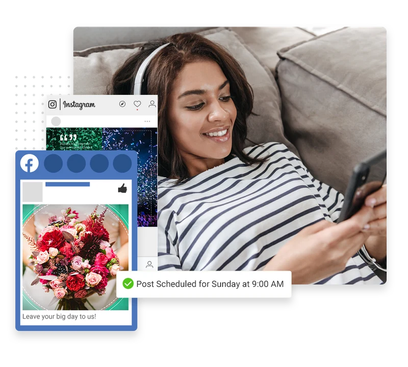 Event planner social media management example from Marketing 360's event planner marketing page