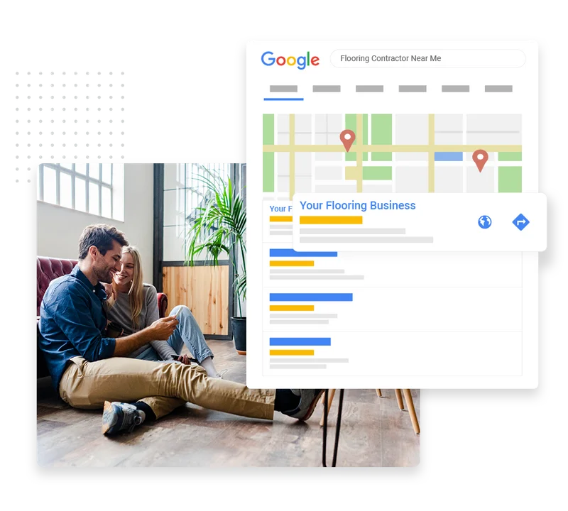 Flooring SEO and content marketing example from Marketing 360's flooring marketing page