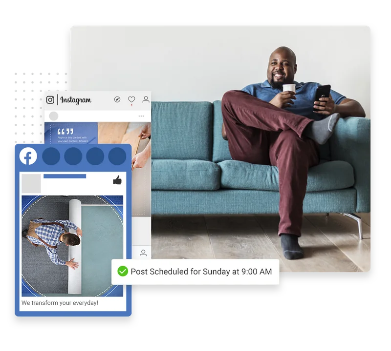 Flooring social media management example from Marketing 360's flooring marketing page