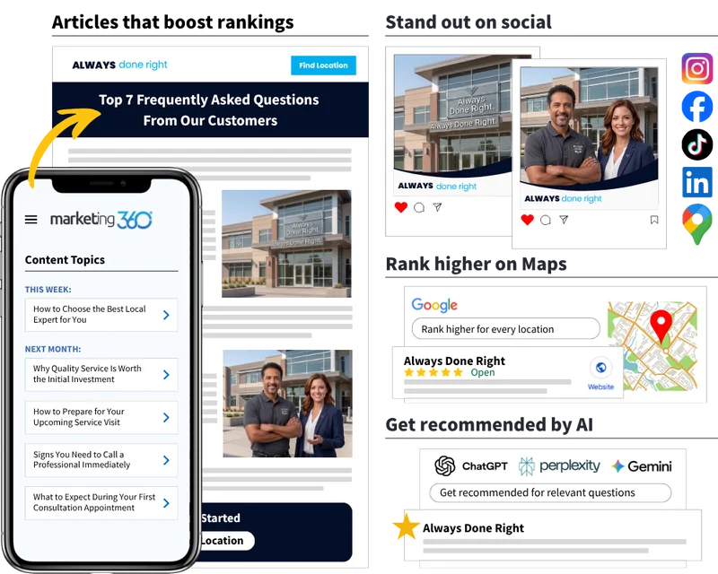 Multi-location SEO and content marketing example from Marketing 360's franchise and multi-location marketing page