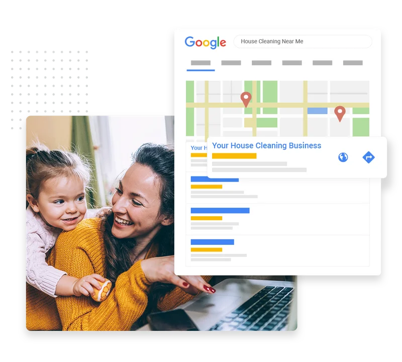 House cleaning and janitorial SEO and content marketing example from Marketing 360's cleaning company marketing page